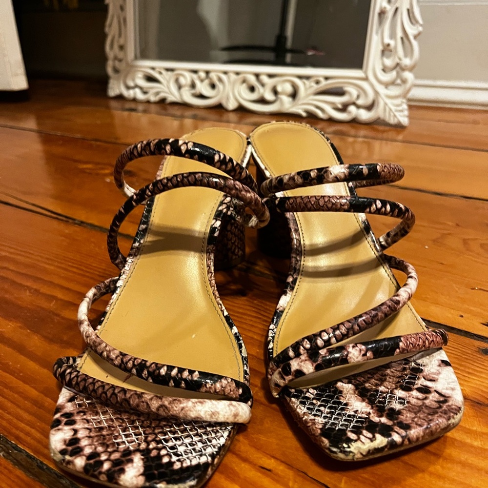 Snakeskin Strappy Heeled Sandals